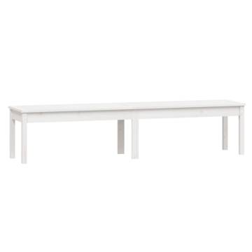 2-Seater Garden Bench White - Solid Pine Wood | Hipo Market