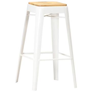 Elegant White Mango Wood Bar Stools - Set of 4