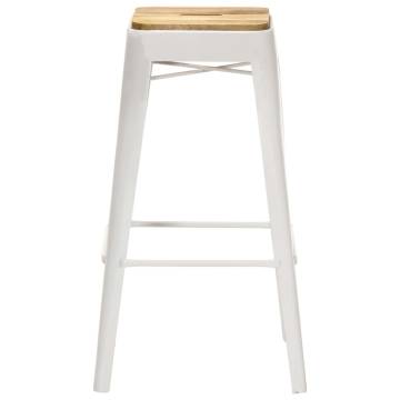 Elegant White Mango Wood Bar Stools - Set of 4
