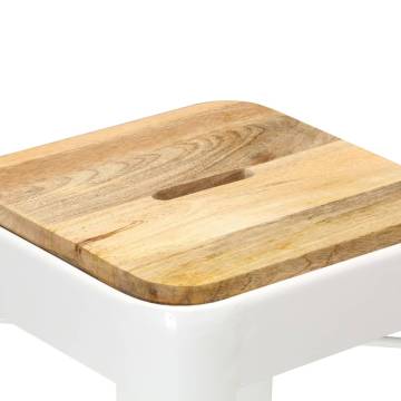 Elegant White Mango Wood Bar Stools - Set of 4
