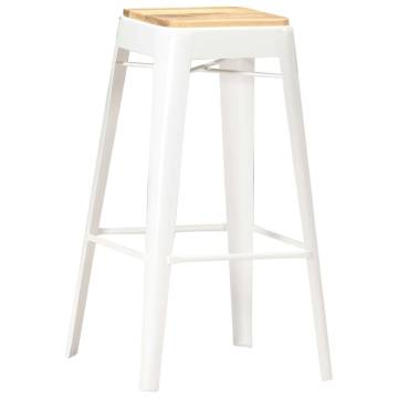 Elegant White Mango Wood Bar Stools - Set of 4