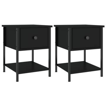 Elegant Black Bedside Tables - 2 pcs, 34x35.5x45 cm