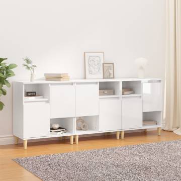 High Gloss White Sideboards - 3 pcs | Stylish Storage Solution