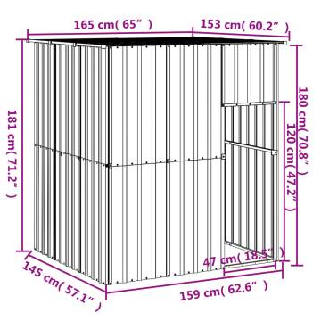 Durable Anthracite Dog House with Roof - 165x153x181 cm