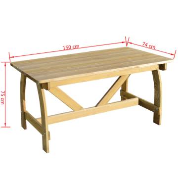 Garden Table 150x74x75 cm - Stylish Impregnated Pinewood