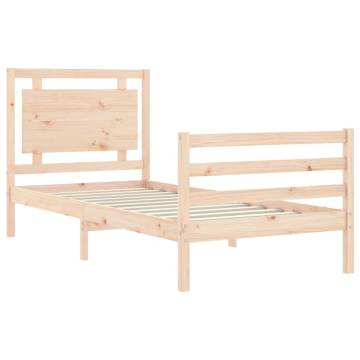 Single Solid Wood Bed Frame with Headboard - Durable & Stylish