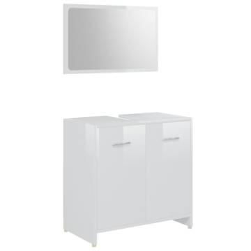 4 Piece High Gloss White Bathroom Furniture Set | HipoMarket