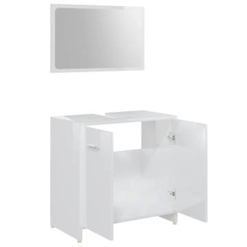 4 Piece High Gloss White Bathroom Furniture Set | HipoMarket