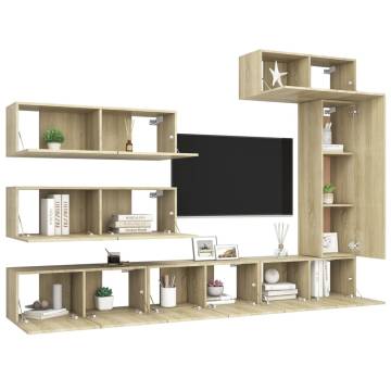 7 Piece TV Cabinet Set in Sonoma Oak - Stylish & Durable