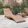 Sun Lounger with Cushion Taupe Solid Wood Acacia Colour taupe Quantity in Package 1 