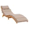 Taupe Sun Lounger with Cushion - Solid Acacia Wood | HipoMarket