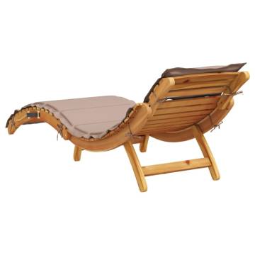 Taupe Sun Lounger with Cushion - Solid Acacia Wood | HipoMarket