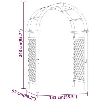 Wooden Garden Arch with Trellis - Durable Solid Pine 141x97x243cm