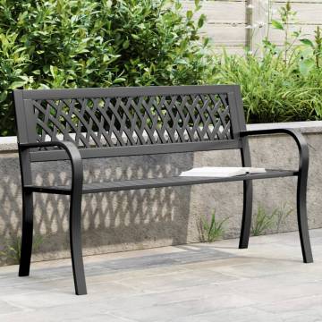 Stylish Black Steel Garden Bench - 120 cm