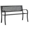 Stylish Black Steel Garden Bench - 120 cm