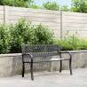 Stylish Black Steel Garden Bench - 120 cm