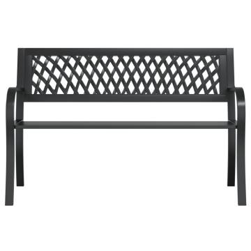 Stylish Black Steel Garden Bench - 120 cm