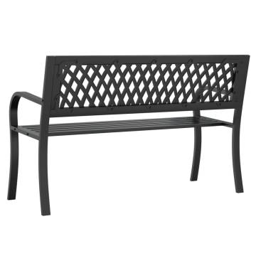 Stylish Black Steel Garden Bench - 120 cm