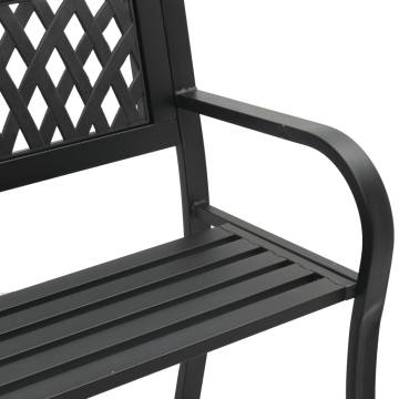 Stylish Black Steel Garden Bench - 120 cm