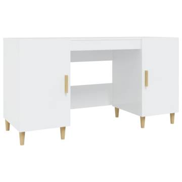 High Gloss White Desk 140x50 cm - Stylish & Practical