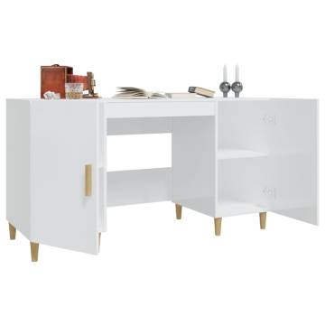 High Gloss White Desk 140x50 cm - Stylish & Practical