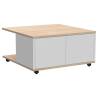 FMD Mobile Coffee Table - Oak & Glossy White | Hipomarket