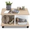 FMD Mobile Coffee Table - Oak & Glossy White | Hipomarket