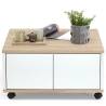 FMD Mobile Coffee Table - Oak & Glossy White | Hipomarket