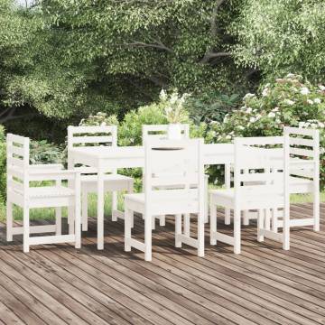 7 Piece White Solid Wood Garden Dining Set | Hipomarket