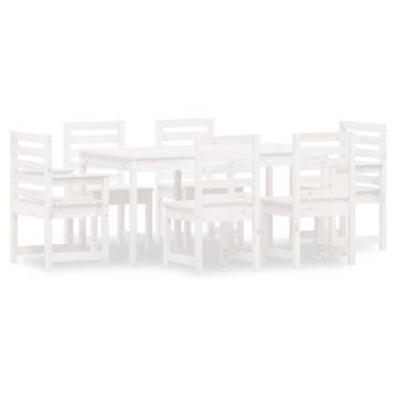 7 Piece White Solid Wood Garden Dining Set | Hipomarket