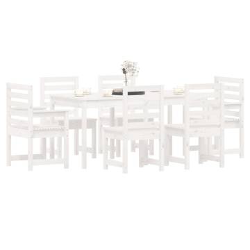 7 Piece White Solid Wood Garden Dining Set | Hipomarket