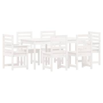 7 Piece White Solid Wood Garden Dining Set | Hipomarket