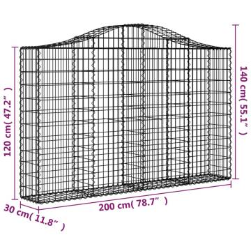 Arched Gabion Baskets 11 pcs - Galvanised Iron Garden Barriers