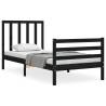 Black Single Bed Frame with Headboard | Solid Pine Wood