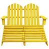 2-Seater Garden Adirondack Chair & Ottoman - Yellow Fir Wood