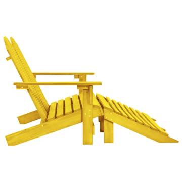 2-Seater Garden Adirondack Chair & Ottoman - Yellow Fir Wood