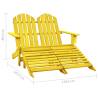 2-Seater Garden Adirondack Chair & Ottoman - Yellow Fir Wood