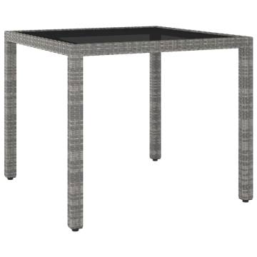 Stylish Grey Garden Table 90x90 cm - Poly Rattan