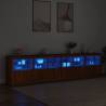 Stylish Brown Oak Sideboard with LED Lights | 283x37x67 cm