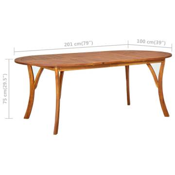 Solid Acacia Wood Garden Table 201x100 cm - Rustic Charm