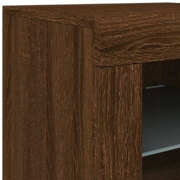 Stylish Brown Oak Sideboard with LED Lights | 283x37x67 cm