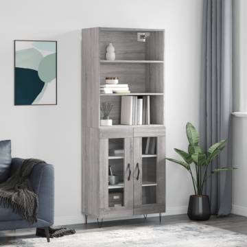 Stylish Grey Sonoma Highboard - 69.5x34x180 cm | Hipomarket