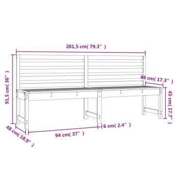 Solid Wood Pine Garden Bench - 201.5 cm | Hipomarket