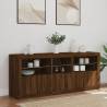 Modern Sideboard with LED Lights - Brown Oak 162x37 cm