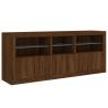 Modern Sideboard with LED Lights - Brown Oak 162x37 cm