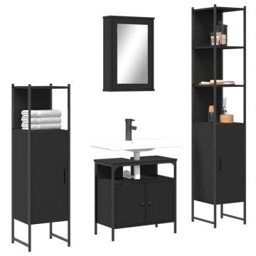 4 Piece Black Bathroom Furniture Set | Stylish & Space-Saving