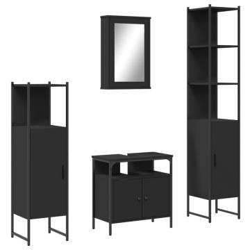 4 Piece Black Bathroom Furniture Set | Stylish & Space-Saving