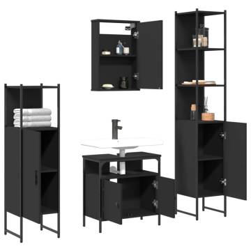 4 Piece Black Bathroom Furniture Set | Stylish & Space-Saving