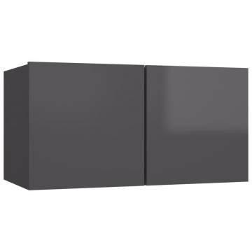 10 Piece High Gloss Grey TV Cabinet Set | Stylish & Practical