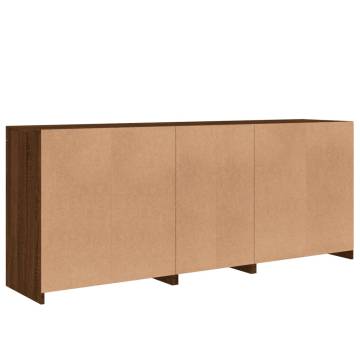 Modern Sideboard with LED Lights - Brown Oak 162x37 cm